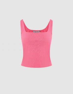 Pink Women's Urban Revivo Sleeveless Skinny T Shirts | UBD3478SV