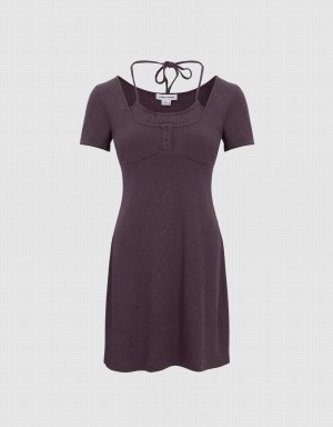 Purple Women's Urban Revivo 2 In 1 U Neck Skinny Dress | ARN4966AP