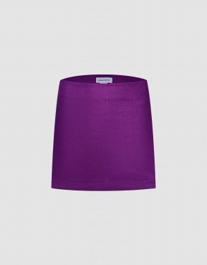 Purple Women's Urban Revivo Basic Skort Shorts | CQX481OH