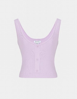 Purple Women's Urban Revivo Button Front Sleeveless Knit Tank Top | YGR5387MC