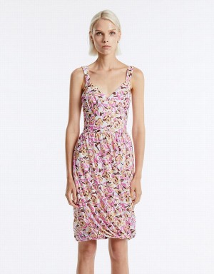 Purple Women's Urban Revivo Floral Balloon Dress | MJW6412UA