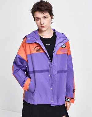 Purple Women's Urban Revivo Hooded Oversized Jackets | HEO5770VD