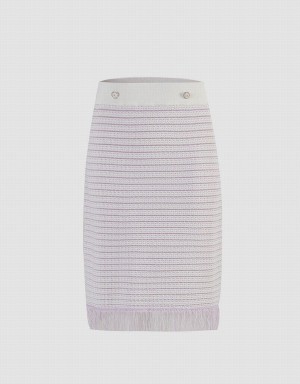 Purple Women's Urban Revivo Raw Hem Knitted Skirts | RRZ652LX