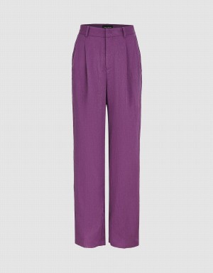 Purple Women's Urban Revivo Woven Wide-Leg Pants | LFY1458VC