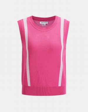 Red Women's Urban Revivo Crew Neck Tank Top | UKC2140FB