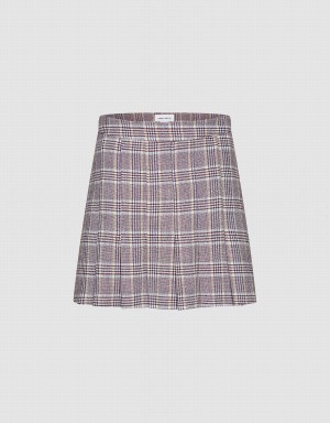 Red Women's Urban Revivo Plaid Mini A-Line Skirts | TCS6590YD