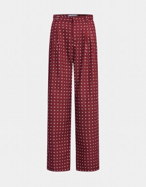 Red Women's Urban Revivo Polka Dot Wide Leg Pants | RXQ7366UG