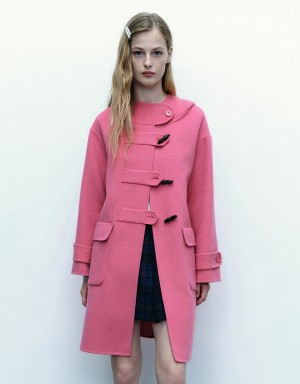 Rose Red Women's Urban Revivo Straight Longline Woolen Coats | NBT1548HN