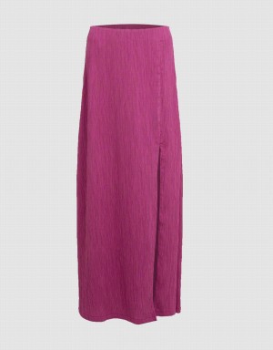 Rose Red Women's Urban Revivo Textured Midi A-Line Skirts | EEO9892XL