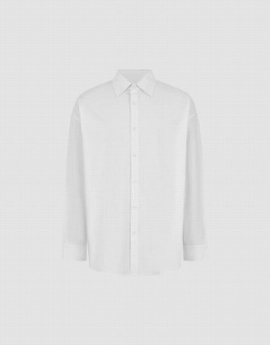 White Men's Urban Revivo Button Up Loose Shirts | PZG4084LY