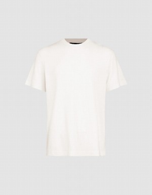 White Men's Urban Revivo Crew Neck Straight T Shirts | SQH9657EN