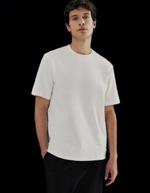 White Men's Urban Revivo Crew Neck Straight T Shirts | APZ4078EX