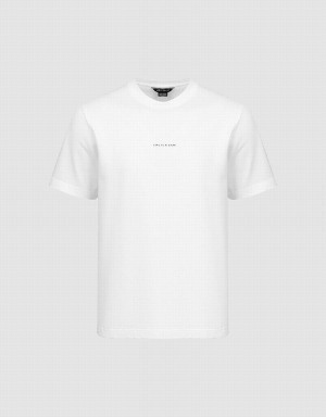 White Men's Urban Revivo Crew Neck Straight T Shirts | UKW9759PC