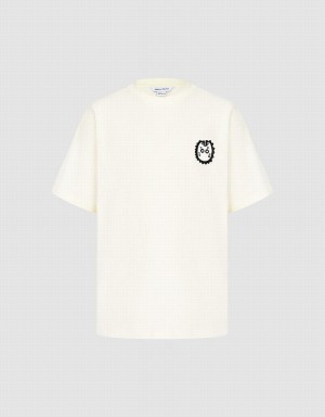 White Men's Urban Revivo Crew Neck Straight T Shirts | IKZ8871VD