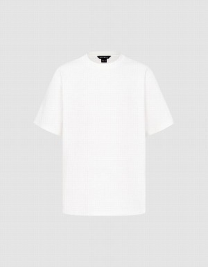 White Men's Urban Revivo Drop Shoulder Sleeve Crew Neck T Shirts | FXB696SM