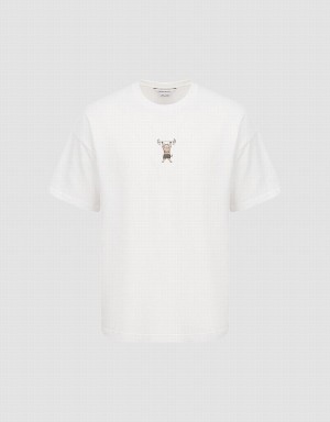 White Men's Urban Revivo Vogue T Shirts | CWM1379YQ