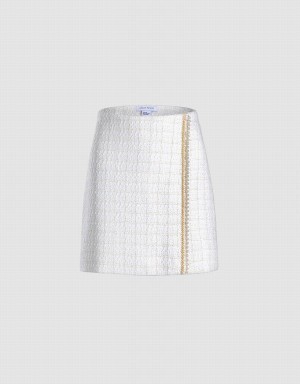 White Women's Urban Revivo Beaded Tweed Mini Skirts | PBT4175LR