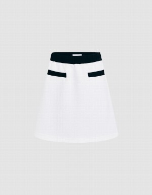 White Women's Urban Revivo Contrast Trim Mini Skirts | SNG7750ZI