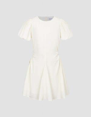 White Women's Urban Revivo Crew Neck Skater Dress | GBX3593BO