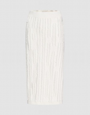 White Women's Urban Revivo Fuzzy Knit Skirts | UDE9327TW