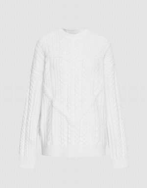 White Women's Urban Revivo Heart Cable Knit Sweaters | FGT1430HP