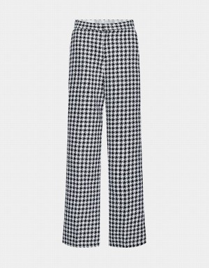 White Women's Urban Revivo Houndstooth Pattern Wide Leg Pants | NIP3931PX