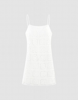 White Women's Urban Revivo Lace Cami Dress | XXV6283RX