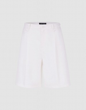 White Women's Urban Revivo Linen Shorts | QAY815KK