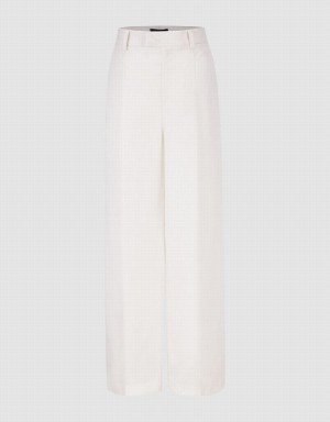 White Women's Urban Revivo Linen Wide-Leg Pants | OAG7850QD