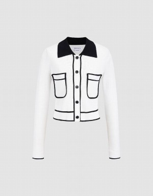 White Women's Urban Revivo Pixel Knitted Cardigan | IIW2016RS