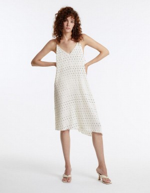 White Women's Urban Revivo Polka Dotted Strappy Dress | NJY8638RZ