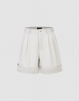 White Women's Urban Revivo Roll Up Hem Regular Shorts | VBS6980VL