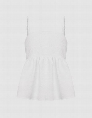 White Women's Urban Revivo Ruffle Hem Cami Tank Top | YRY7395MK