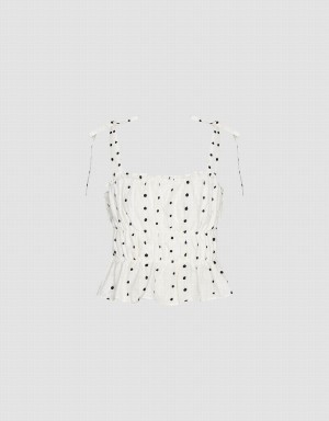 White Women's Urban Revivo Square-Cut Collar Cami Top Blouse | JNS10089FX