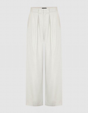 White Women's Urban Revivo Tailored Straight Pants | WVD6056VQ