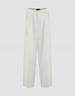 White Women's Urban Revivo Tailored Wide-Leg Pants | NBH3139RS