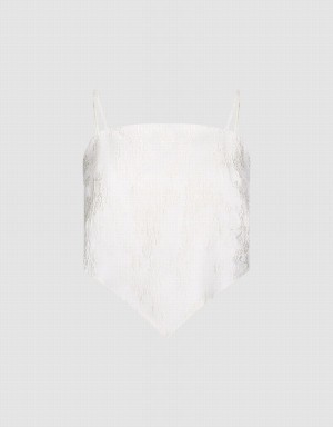 White Women's Urban Revivo Textured Cami Tank Top | BYS8188MS