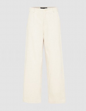 White Women's Urban Revivo Textured Wide-Leg Pants | CAA7775MT