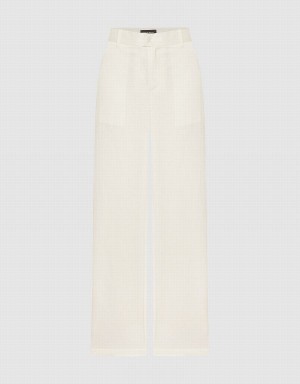 White Women's Urban Revivo Wide-Leg Pants | MTL3842BT