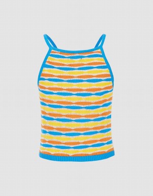 Yellow Multicolor Women's Urban Revivo Color Block Cami Tank Top | DAQ1005PY