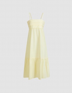 Yellow Women's Urban Revivo Cami Ruffle Hem Midi Dress | LJH1594JE