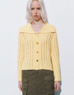 Yellow Women's Urban Revivo Colorful Buttons Straight Knitted Cardigan | XUA1393GC