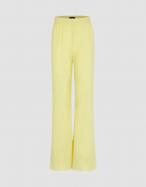 Yellow Women's Urban Revivo Elastic Waist Knitted Flare Pants | VBZ2691KD