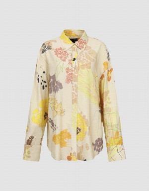 Yellow Women's Urban Revivo Gradient Straight Shirts | QXX8969HK