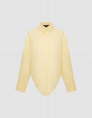 Yellow Women's Urban Revivo Knot Hem Shirts | TLR3192NA