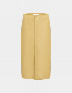 Yellow Women's Urban Revivo Midi Straight Skirts | NVW6872KW