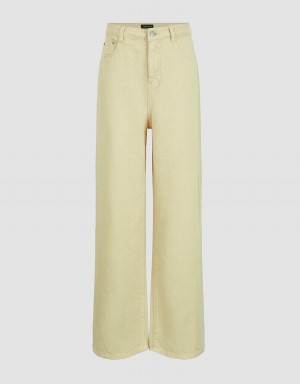 Yellow Women's Urban Revivo Wide-Leg Jeans | UXO2331MA