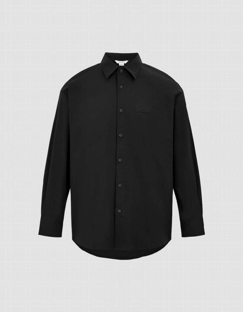 Black Men's Urban Revivo Button Up Oversized Shirts | BCH5196PG