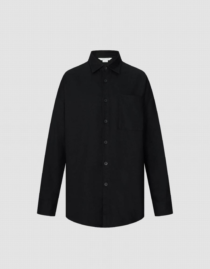 Black Men\'s Urban Revivo Button Up Oversized Shirts | ICV4384RW