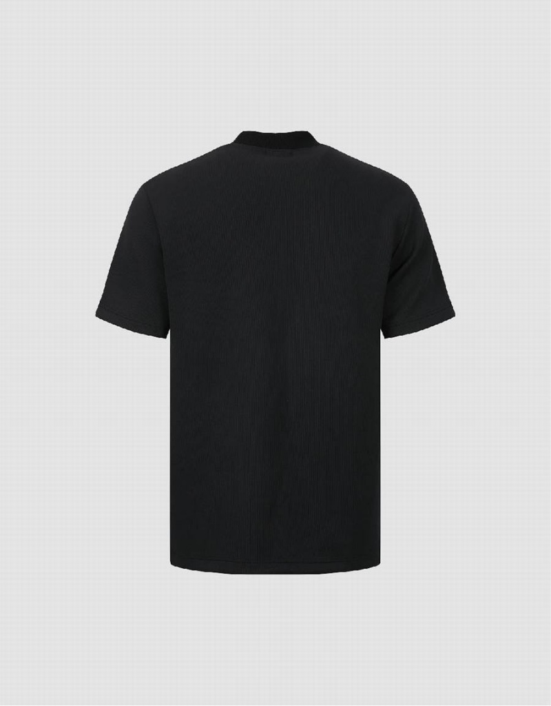 Black Men's Urban Revivo Crew Neck Straight T Shirts | YCM5449MP